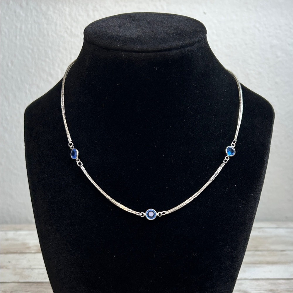 Vendome Silver and Blue Crystal Necklace